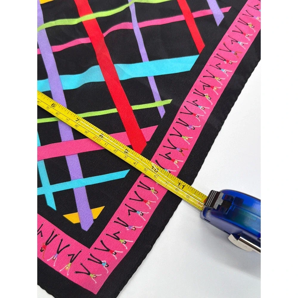 Creative Memories Silk Scarf Multicolor Geometric Lattice Figure Print 11x59‎